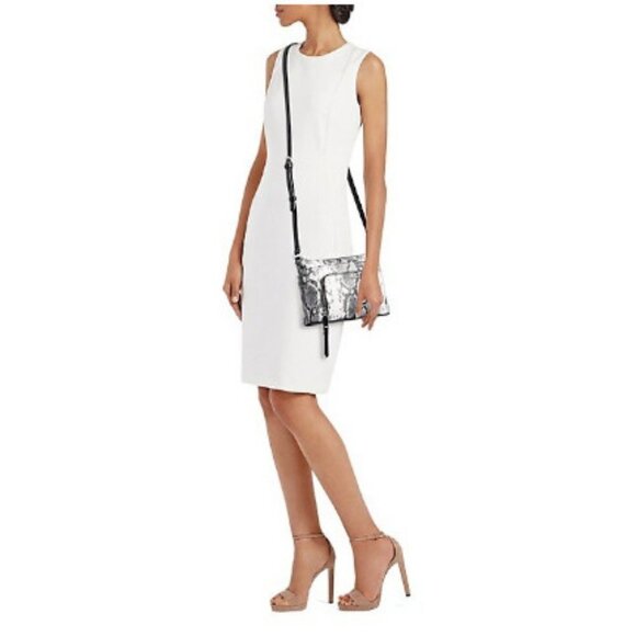 NWOT RARE Calvin Klein Sleeveless Textured Crepe Sheath Dress in Ivory White - Picture 3 of 16